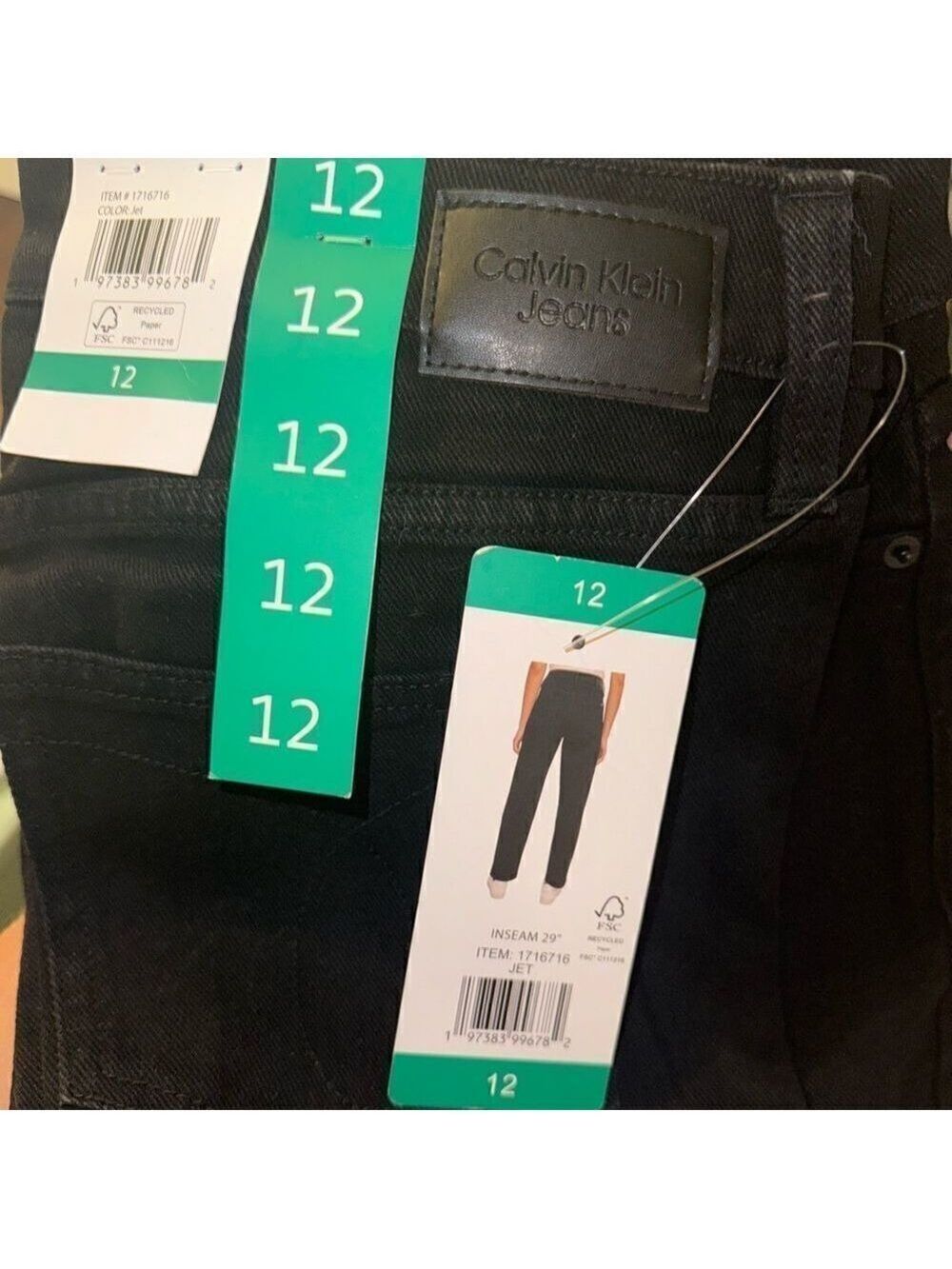 Calvin Klein Jeans High Rise Straight Leg Jeans Black - Picture 6 of 6